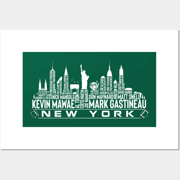 New York Football Team All Time Legends, New York City Skyline Wall Art by Legend Skyline